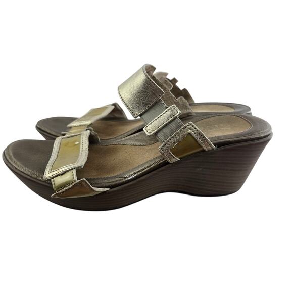 Naot Women Shoe Treasure Size 9 EUR 40 Wedge Heel Slide Sandal Gold Leather - Picture 6 of 13